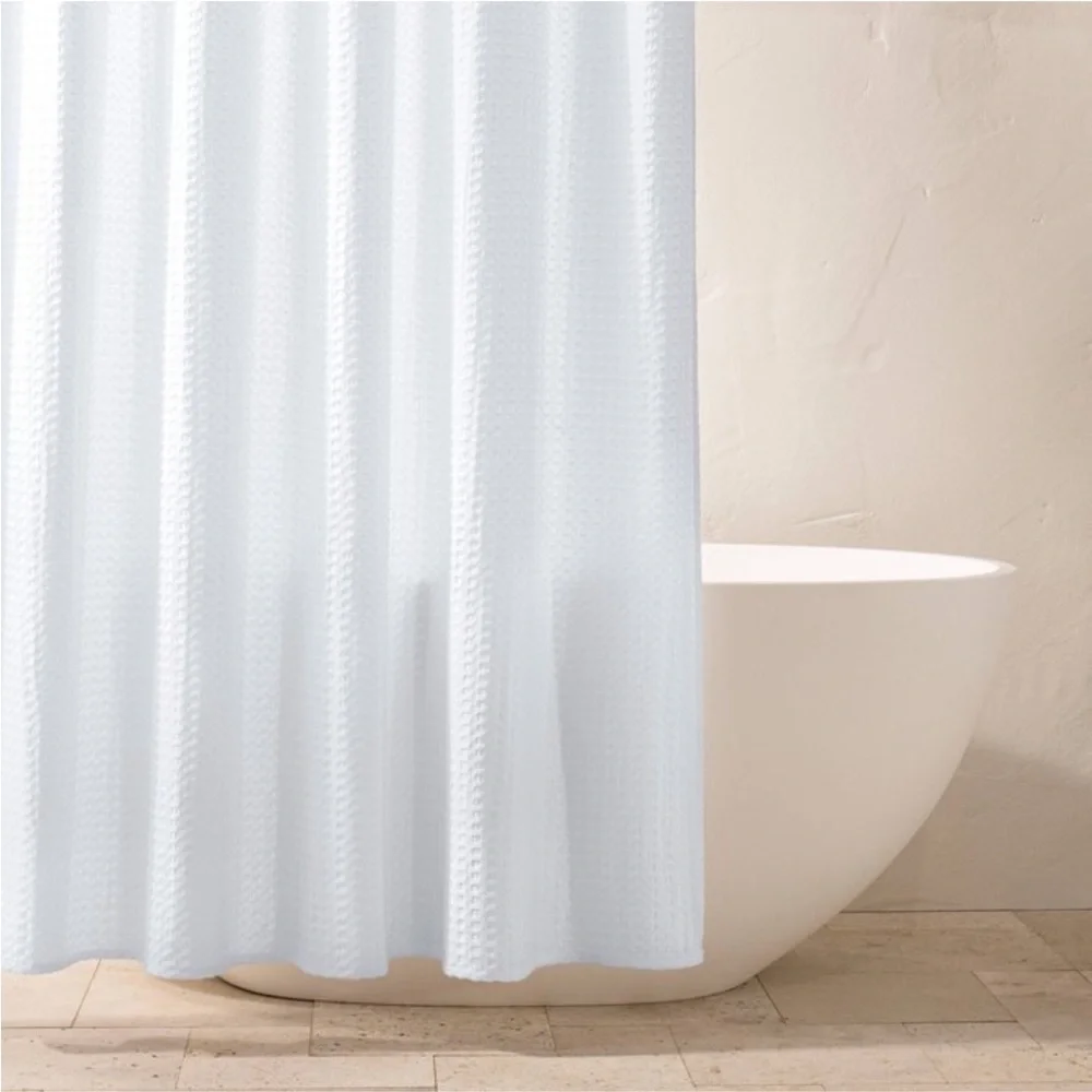 CASALUNA NWT waffle shower curtain -white
